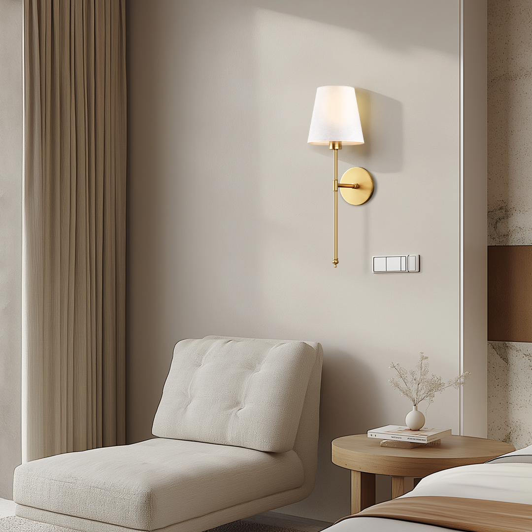 Elegant Battery-Powered Wall Lamp with Remote Control - Drill-Free Installation