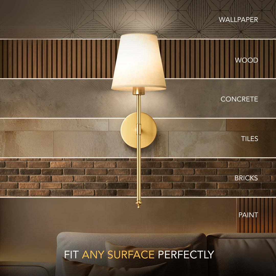 Elegant Battery-Powered Wall Lamp with Remote Control - Drill-Free Installation