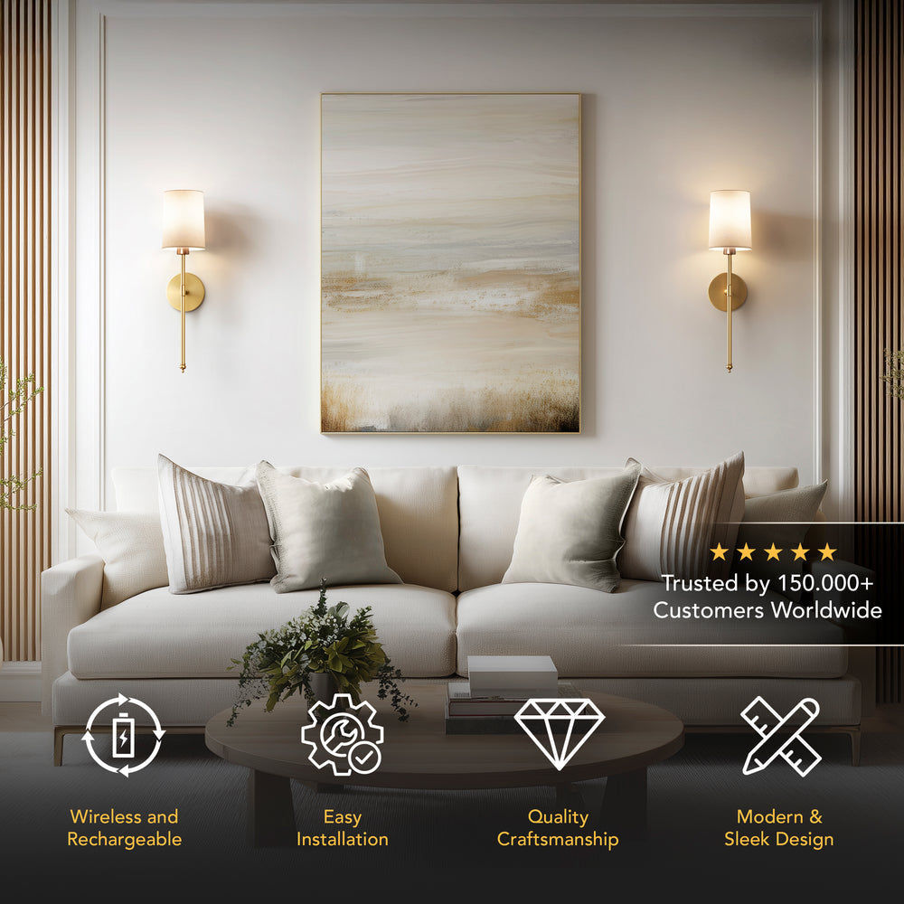 Elegant Battery-Powered Wall Lamp with Remote Control - Drill-Free Installation