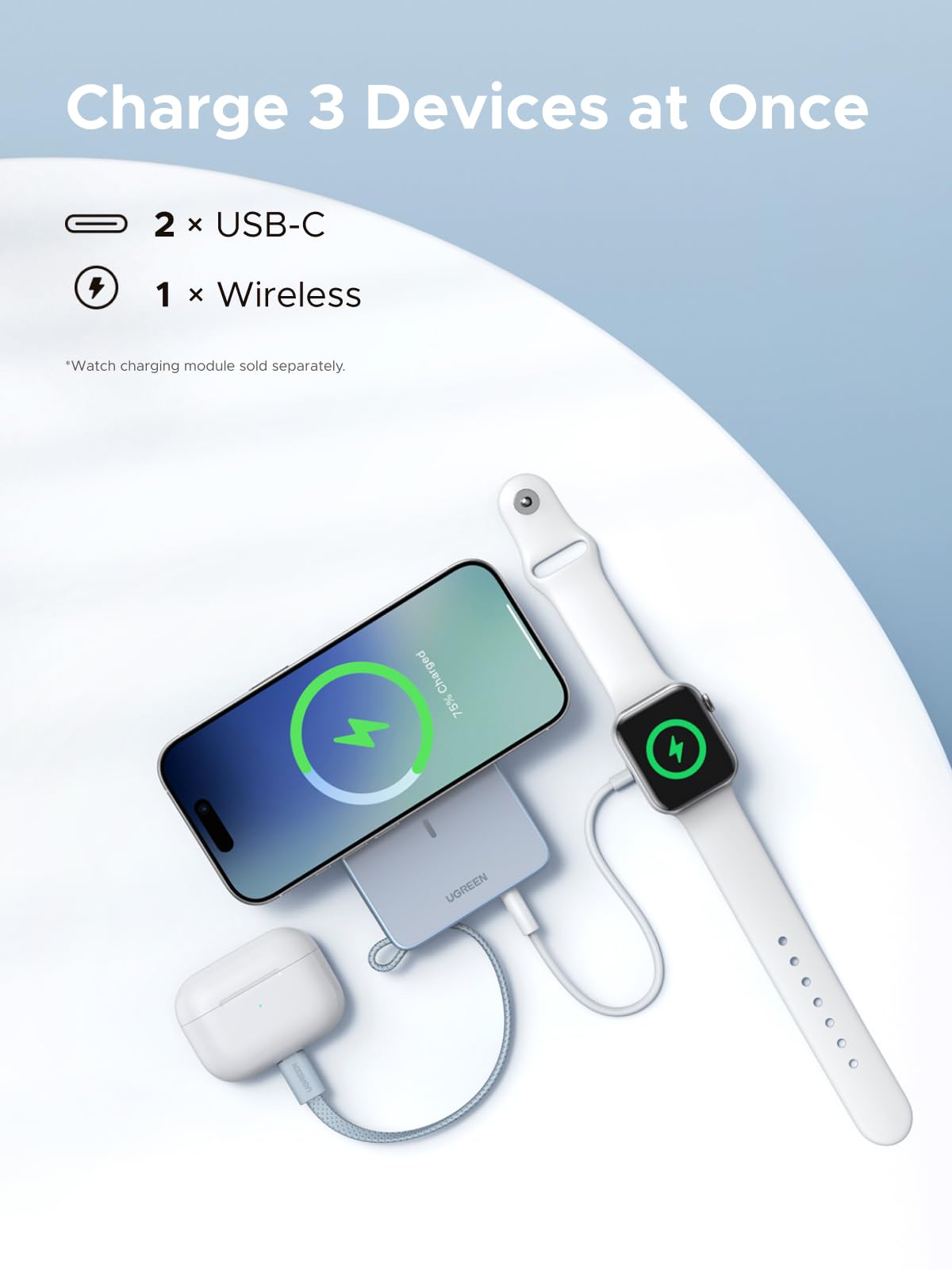 UGREEN MagFlow Magnectic Wireless Power Bank 10000mAh Qi2 25W
