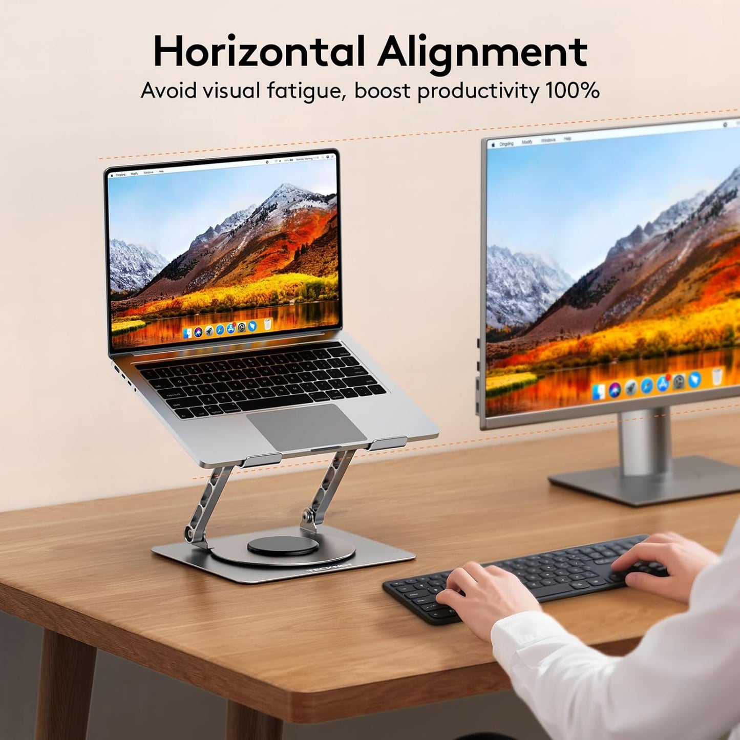 TECKNET Ergonomic Adjustable Laptop Stand for Desk – 360° Rotating Holder for Comfortable, Flexible Viewing