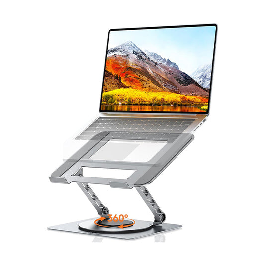 TECKNET Ergonomic Adjustable Laptop Stand for Desk – 360° Rotating Holder for Comfortable, Flexible Viewing