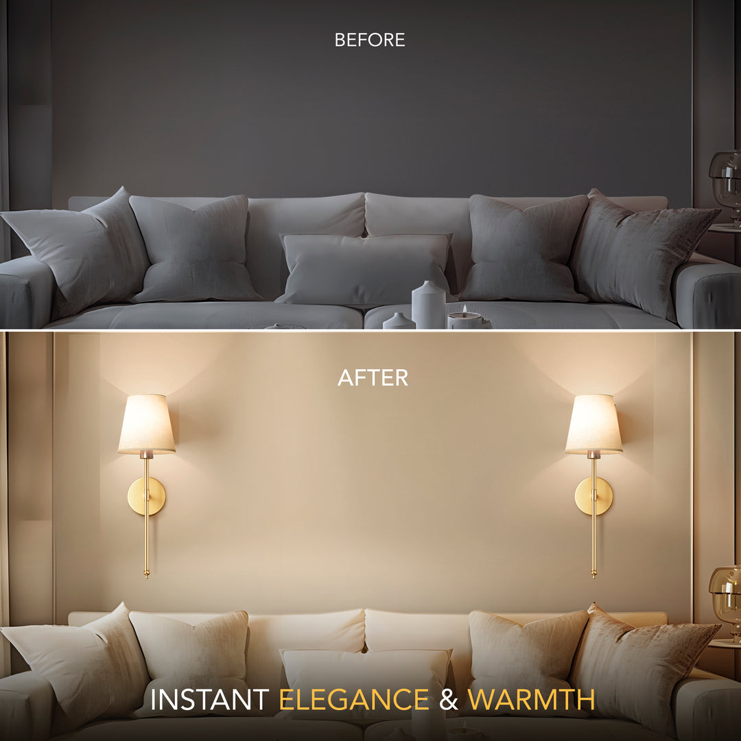 Elegant Battery-Powered Wall Lamp with Remote Control - Drill-Free Installation