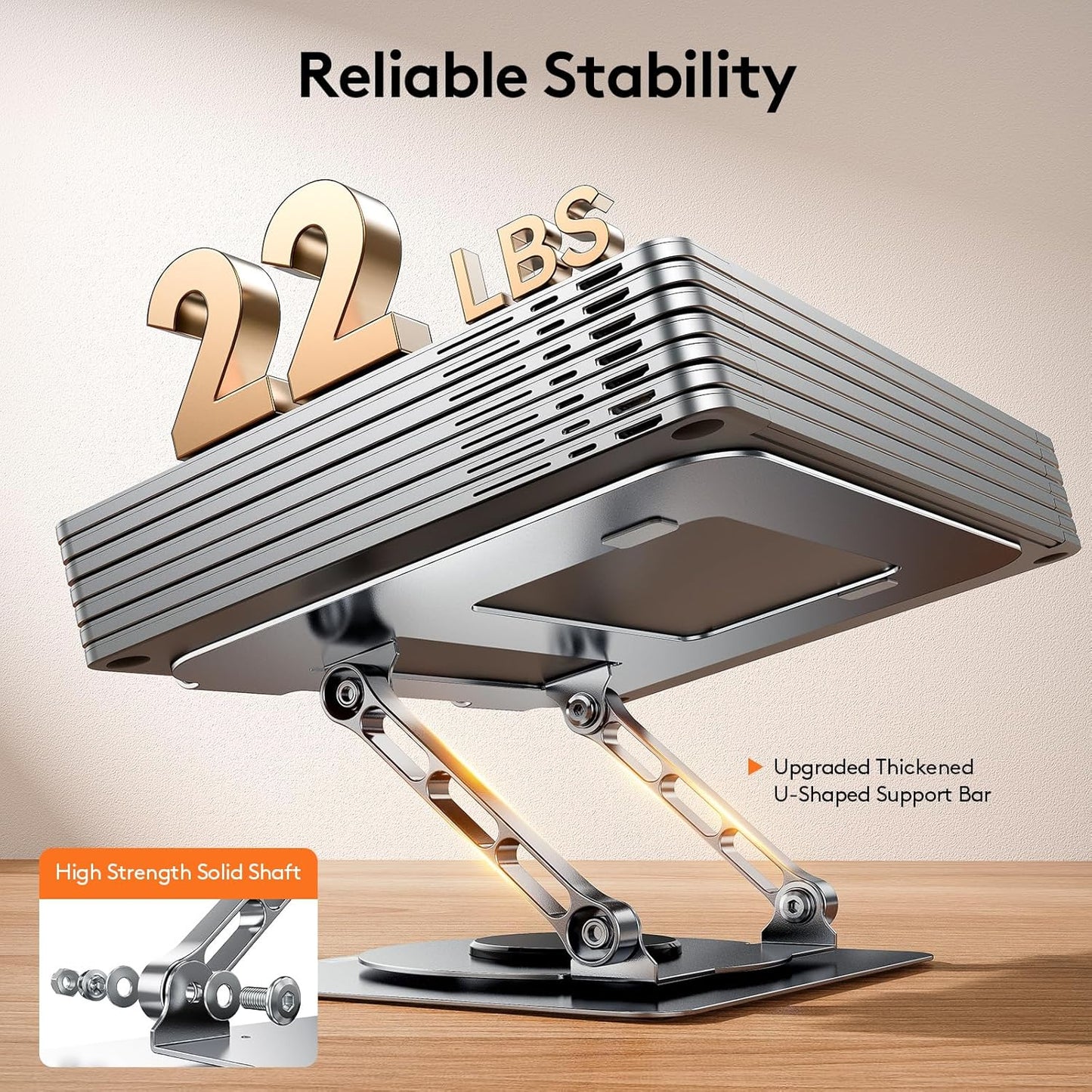 TECKNET Ergonomic Adjustable Laptop Stand for Desk – 360° Rotating Holder for Comfortable, Flexible Viewing