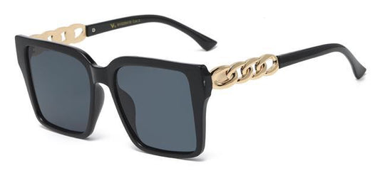 Oversized Women's Sunglasses with Chunky Chain Temples - UV400 Protection