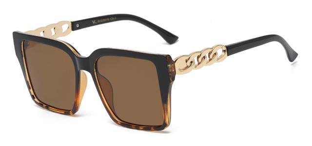 Oversized Women's Sunglasses with Chunky Chain Temples - UV400 Protection