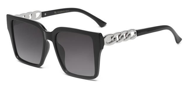 Oversized Women's Sunglasses with Chunky Chain Temples - UV400 Protection