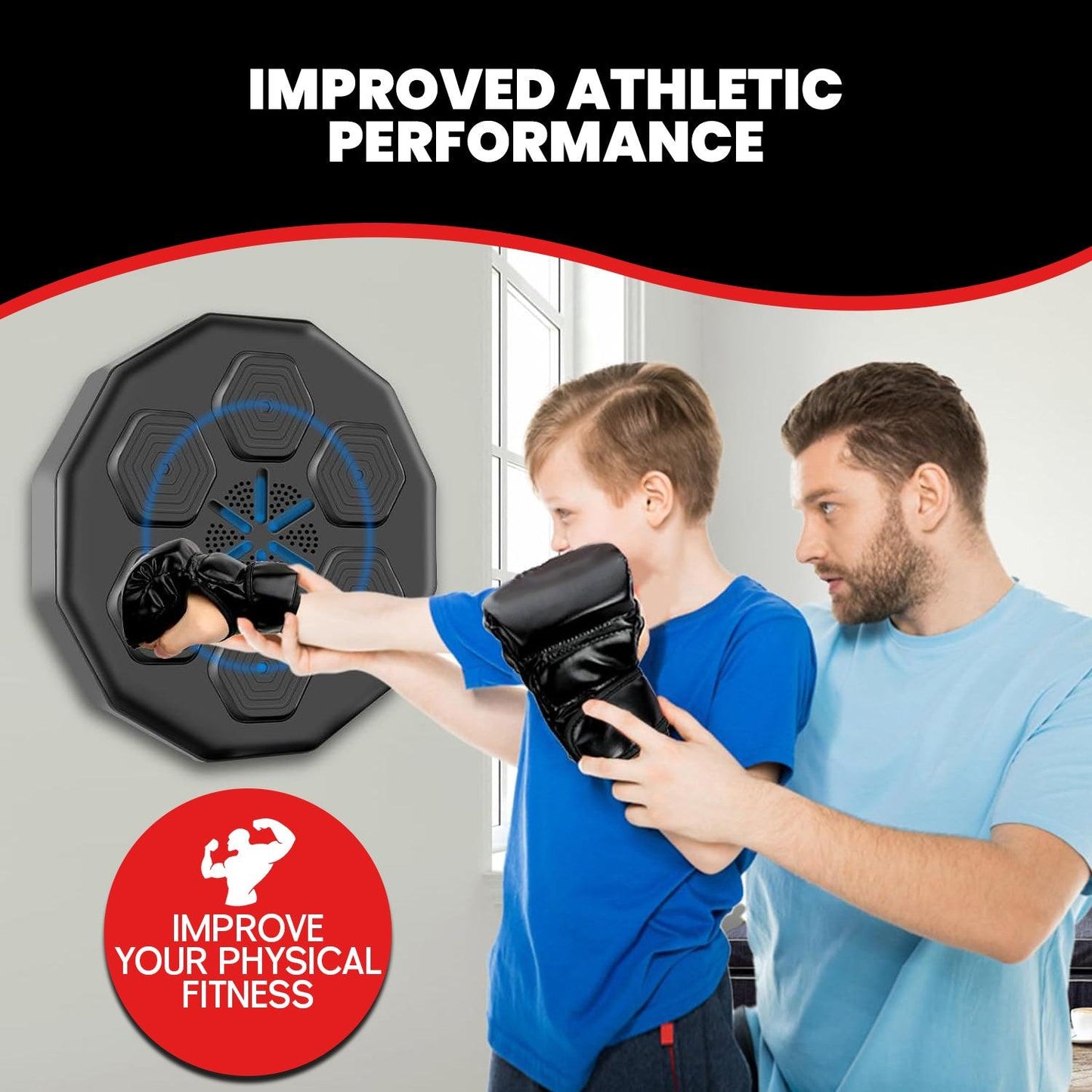 Music Boxing Machine UK - Wall-Mounted Bluetooth Smart Punching Machine for Indoor Boxing Workouts, React Exercise Machine