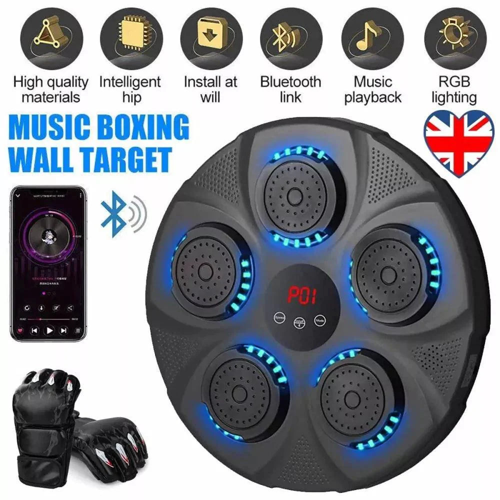 Music Boxing Machine UK - Wall-Mounted Bluetooth Smart Punching Machine for Indoor Boxing Workouts, React Exercise Machine