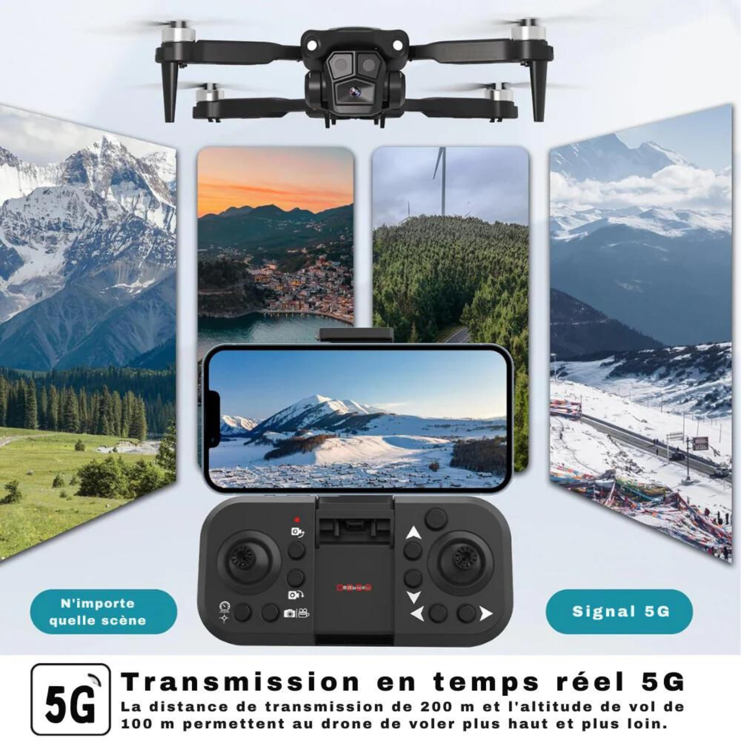Marcherelle™ | Portable drone with dual camera – Intelligent stabilization and live video