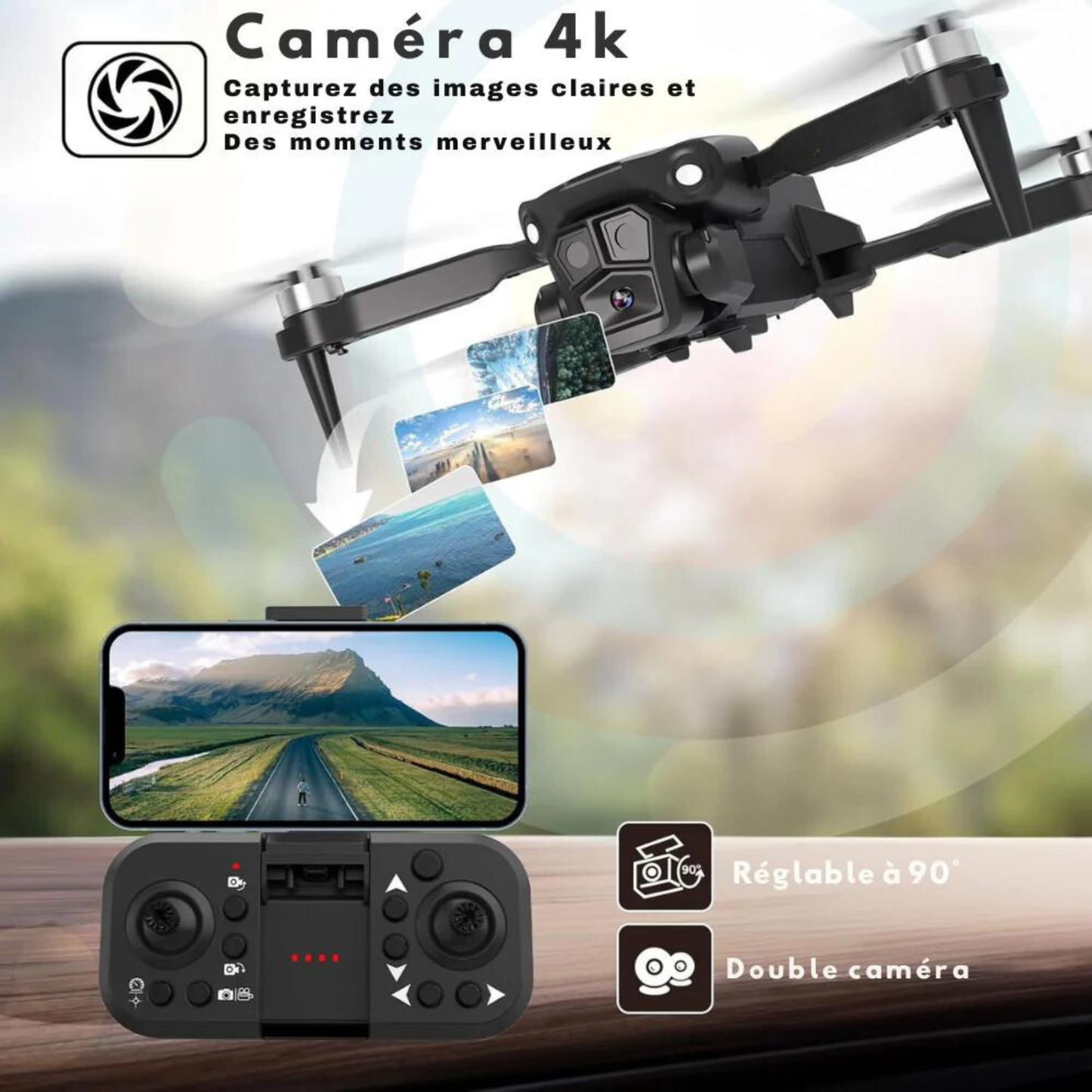 Marcherelle™ | Portable drone with dual camera – Intelligent stabilization and live video