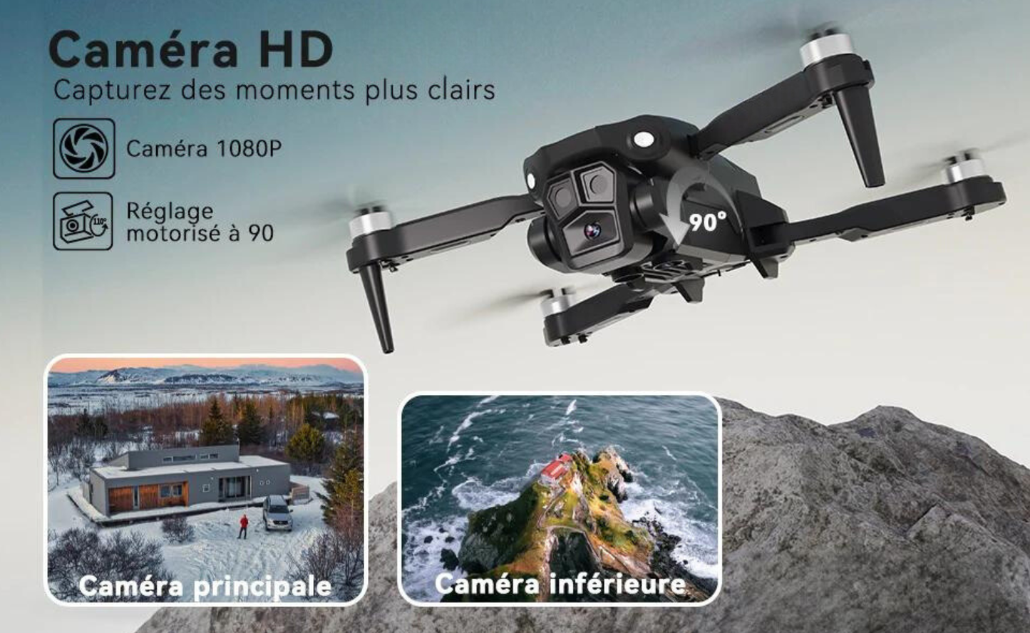 Marcherelle™ | Portable drone with dual camera – Intelligent stabilization and live video
