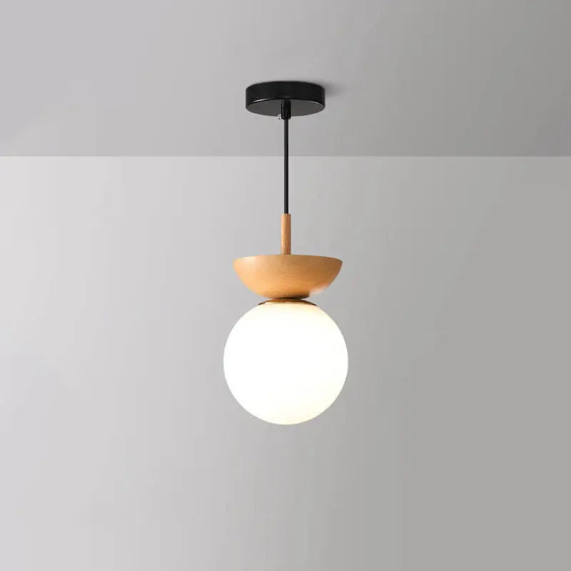 Elegant Wood-Grain Glass Globe Ceiling Light