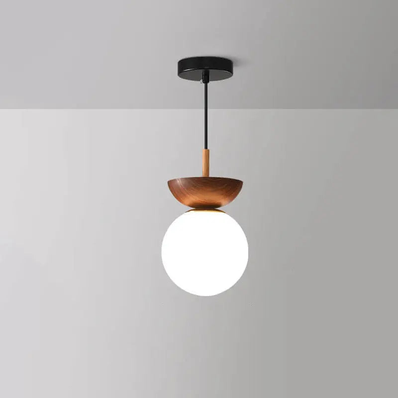 Elegant Wood-Grain Glass Globe Ceiling Light