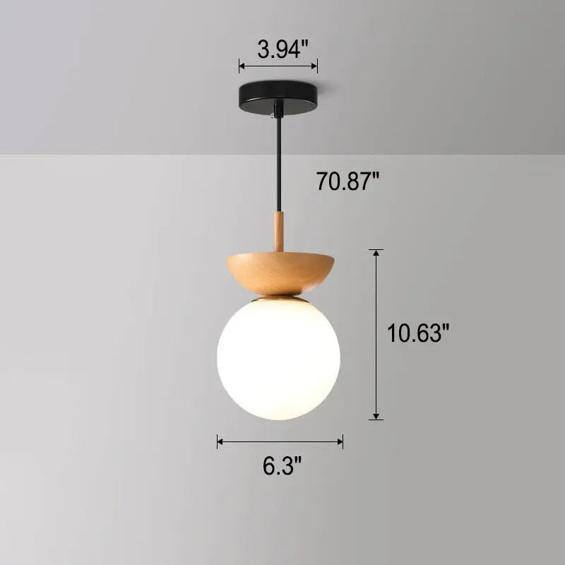 Elegant Wood-Grain Glass Globe Ceiling Light
