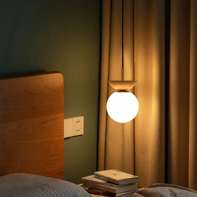 Elegant Wood-Grain Glass Globe Ceiling Light