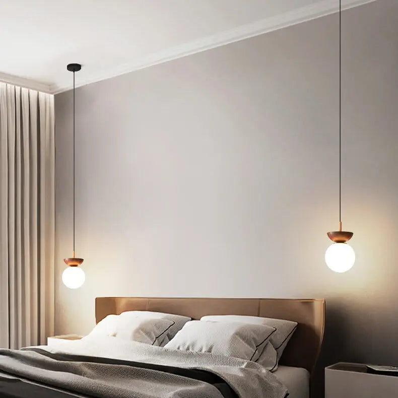 Elegant Wood-Grain Glass Globe Ceiling Light