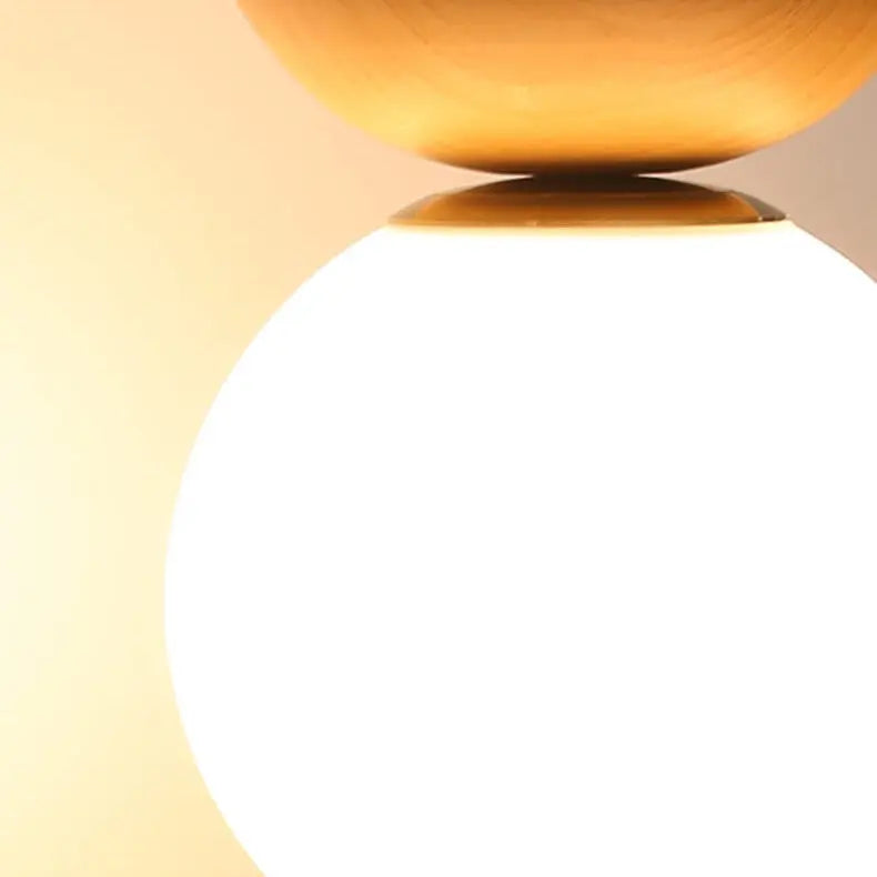 Elegant Wood-Grain Glass Globe Ceiling Light