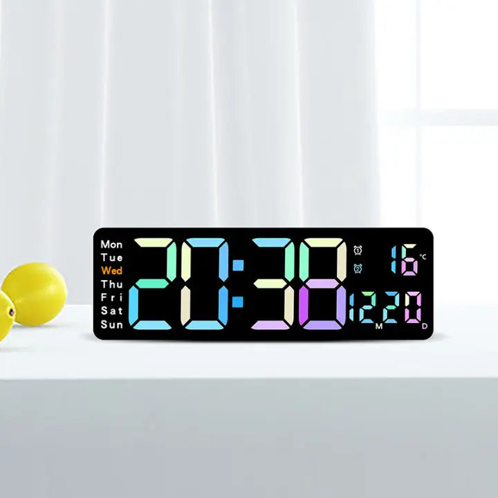 Oversized RGB Digital Wall Clock with Bright Colorful Display