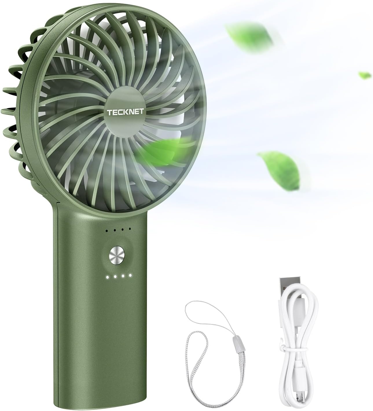 TECKNET 2-in-1 Handheld Fan with 5200mAh Rechargeable Power Bank — Portable Mini Fan for On-the-Go Cooling