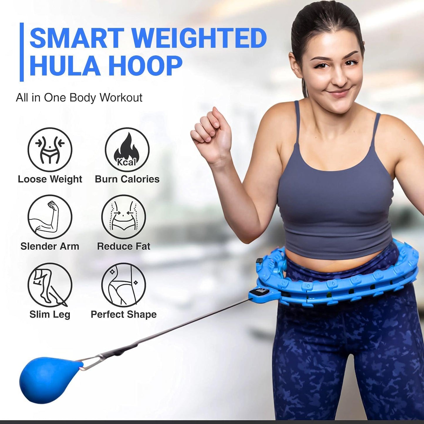 MASKURA Smart Weighted Hula Hoop with Counter – 24 Knots, Adjustable Ring Size for Weight Loss & Smart Fitness, Suitable for Adults