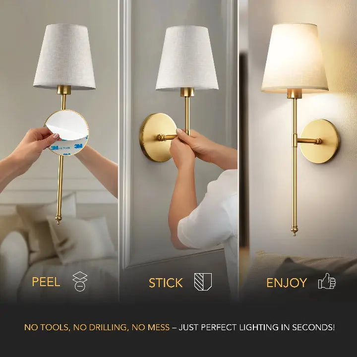 Wireless Wall Lamp - Elegant Metal Design with Warm, Cozy Light