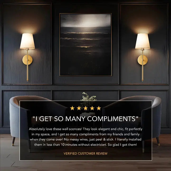 Wireless Wall Lamp - Elegant Metal Design with Warm, Cozy Light