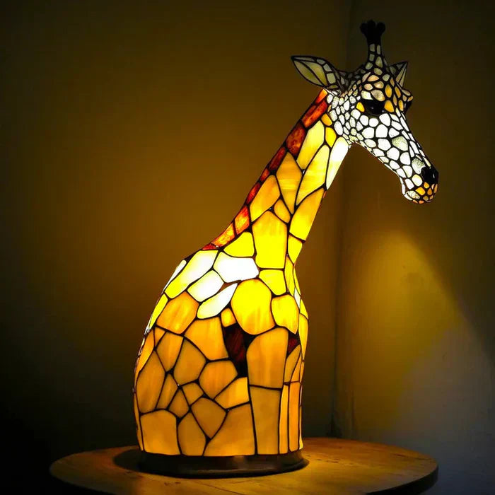 AnimalGlow Table Lamp with Stained-Glass Style Animal Design