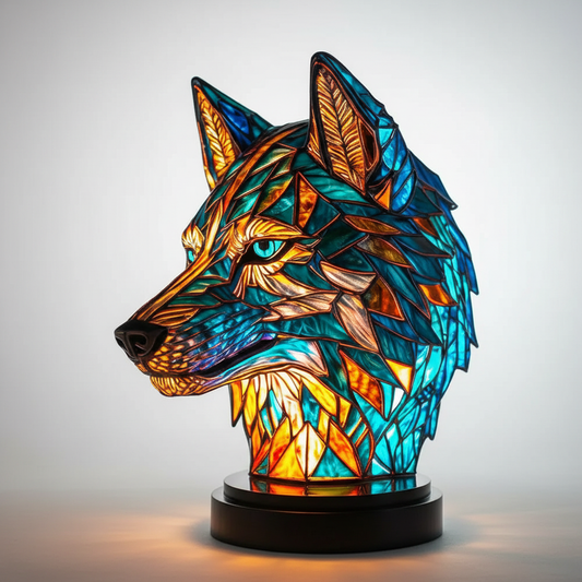 AnimalGlow Table Lamp with Stained-Glass Style Animal Design