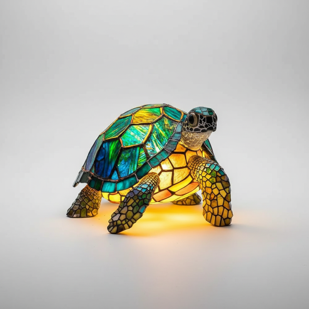 AnimalGlow Table Lamp with Stained-Glass Style Animal Design