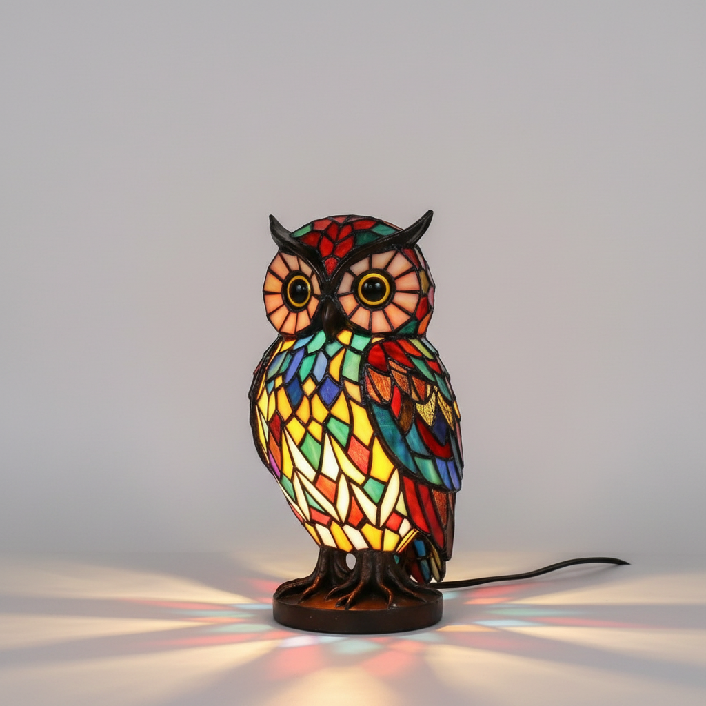 AnimalGlow Table Lamp with Stained-Glass Style Animal Design