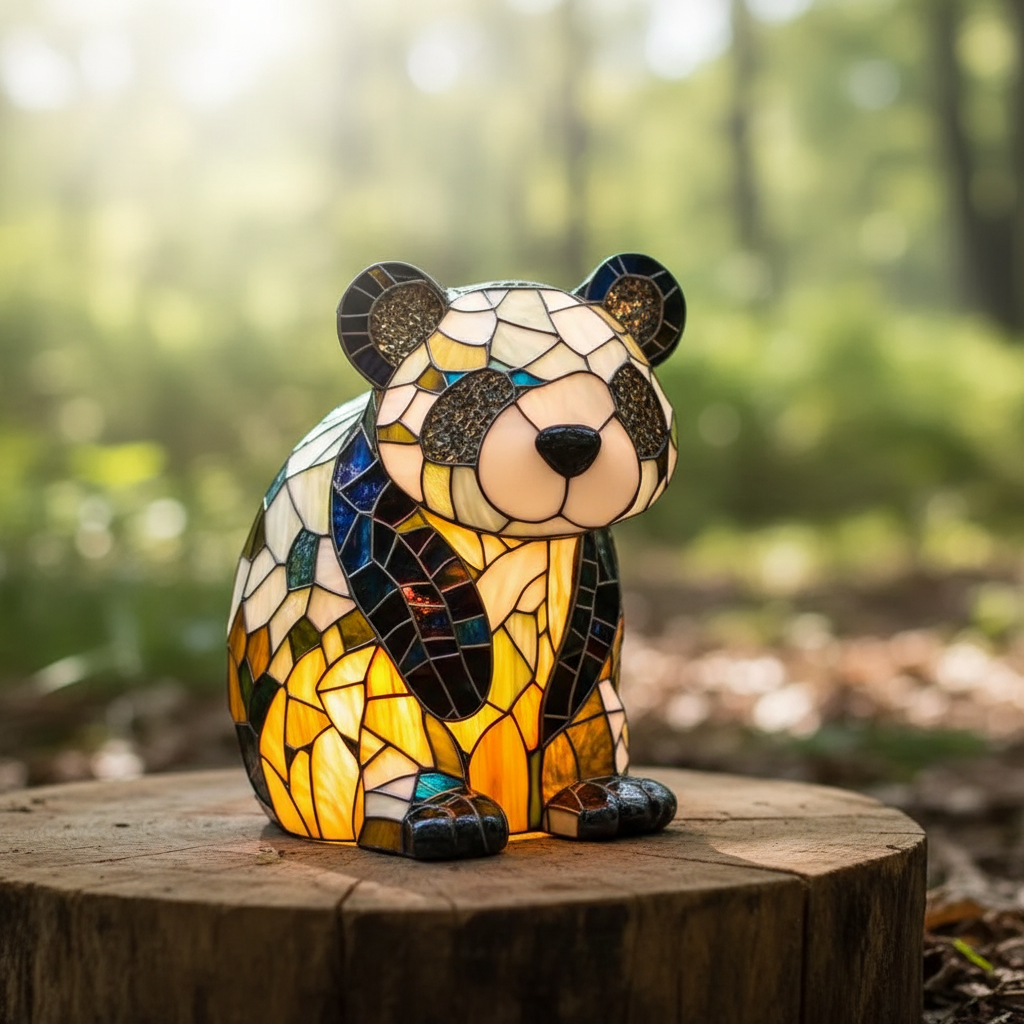 AnimalGlow Table Lamp with Stained-Glass Style Animal Design
