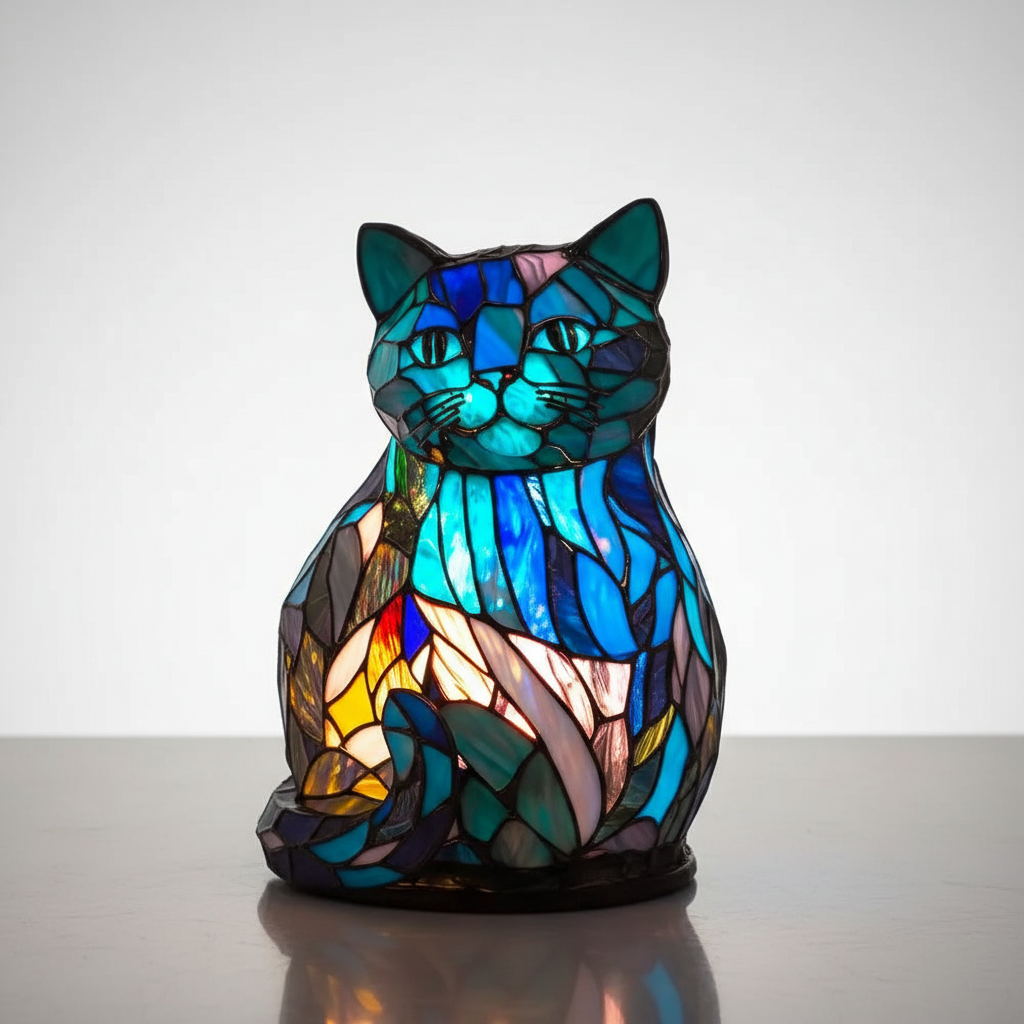 AnimalGlow Table Lamp with Stained-Glass Style Animal Design