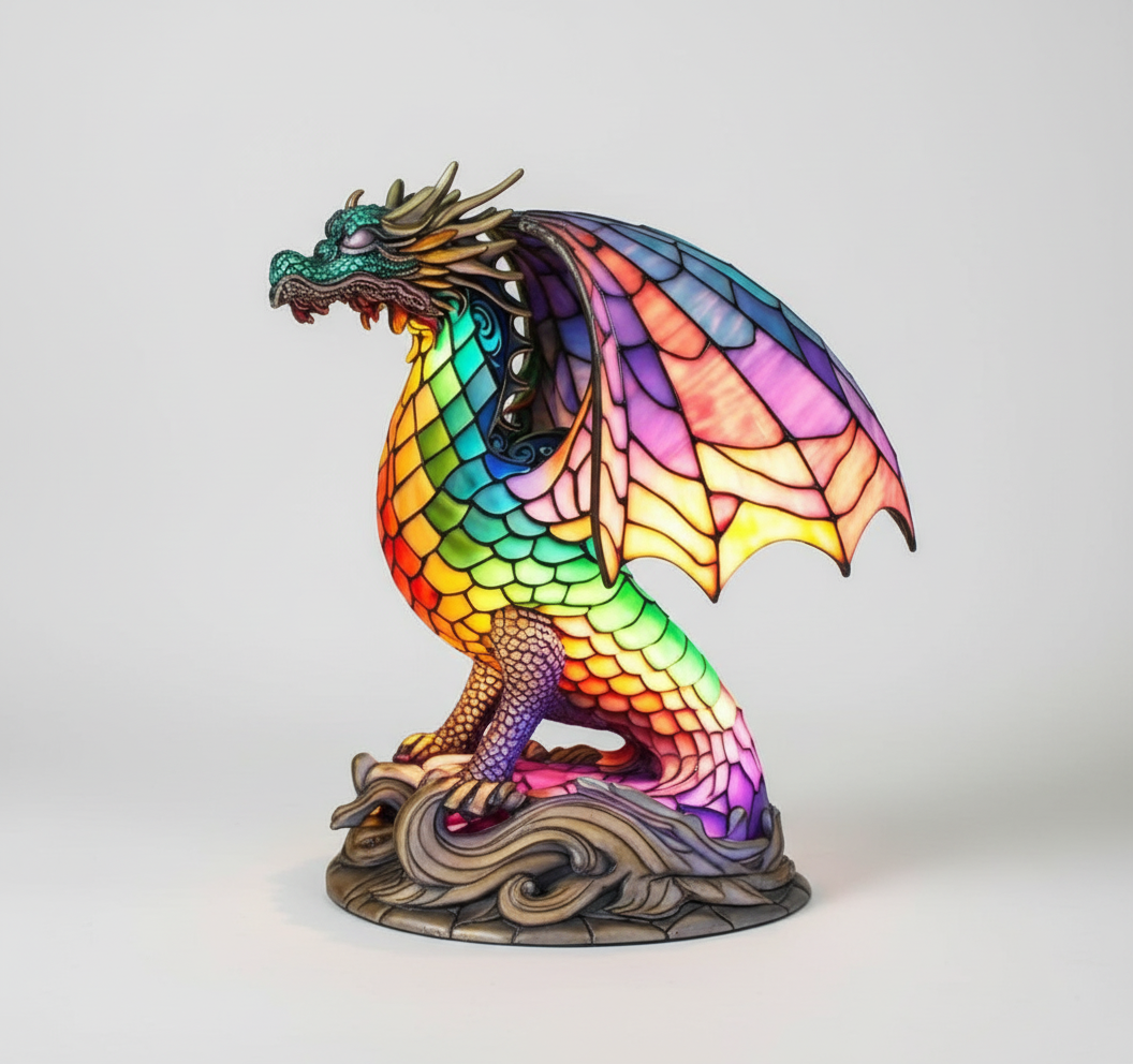 AnimalGlow Table Lamp with Stained-Glass Style Animal Design