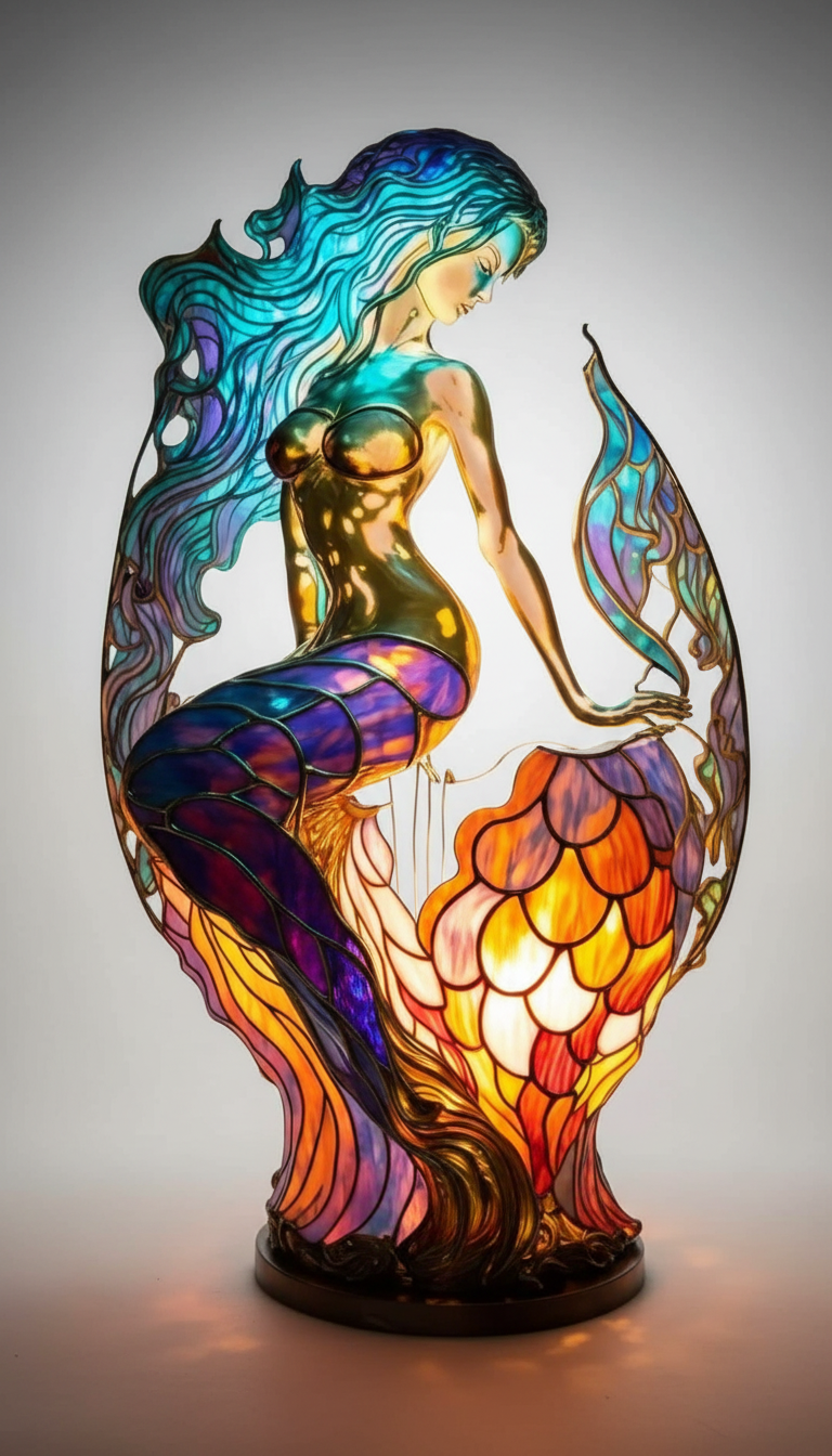 AnimalGlow Table Lamp with Stained-Glass Style Animal Design