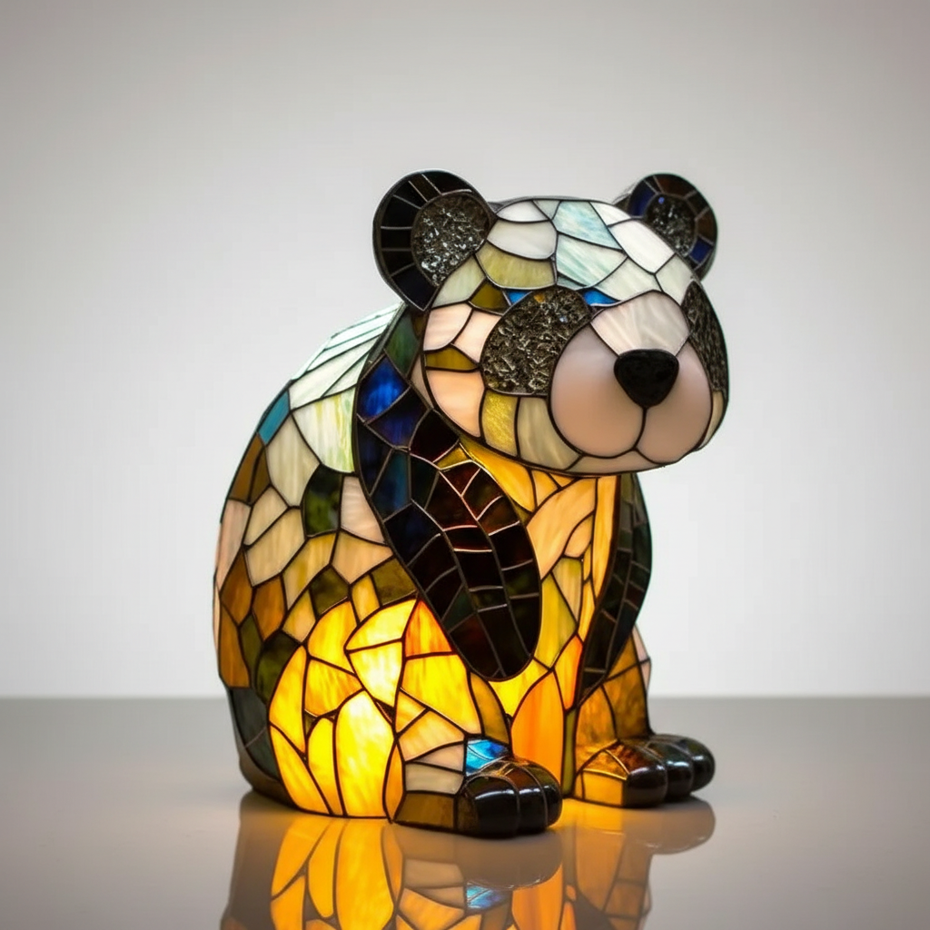 AnimalGlow Table Lamp with Stained-Glass Style Animal Design