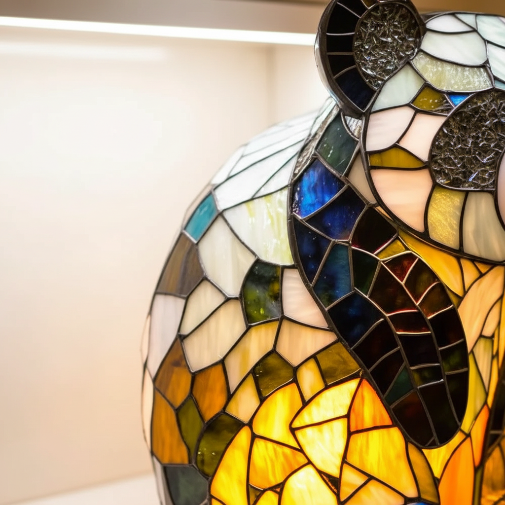 AnimalGlow Table Lamp with Stained-Glass Style Animal Design