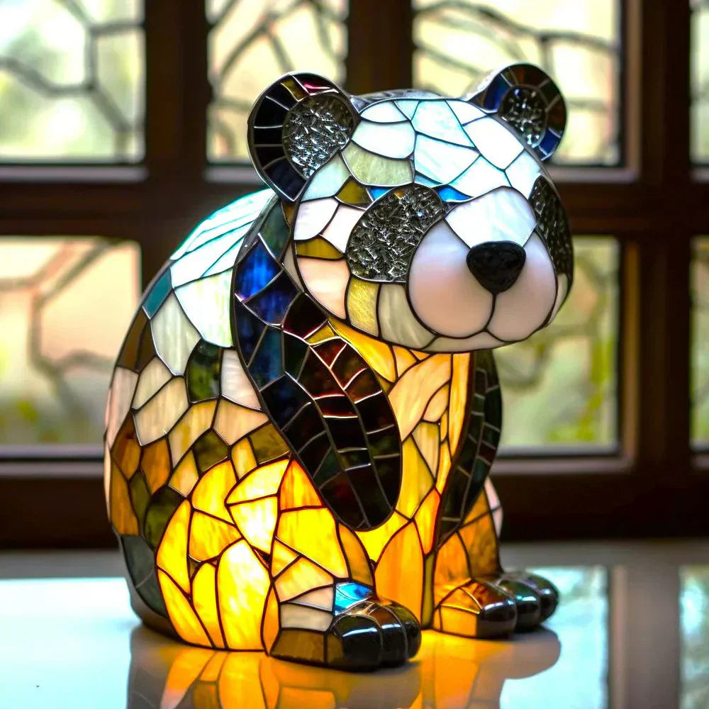 AnimalGlow Table Lamp with Stained-Glass Style Animal Design