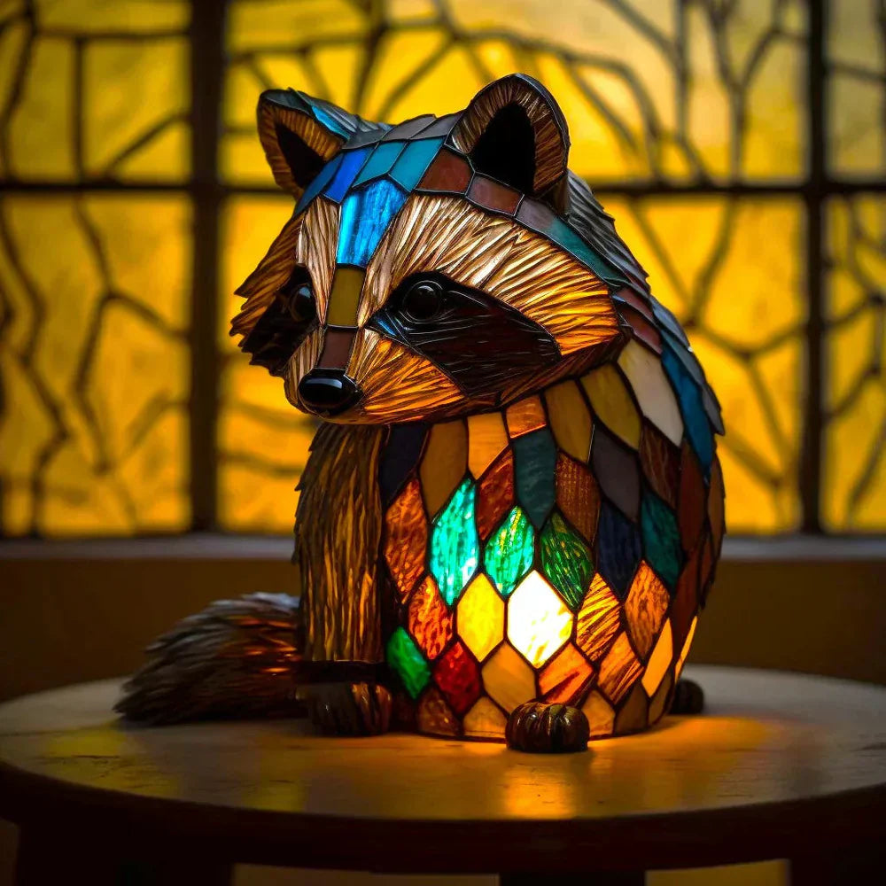 AnimalGlow Table Lamp with Stained-Glass Style Animal Design