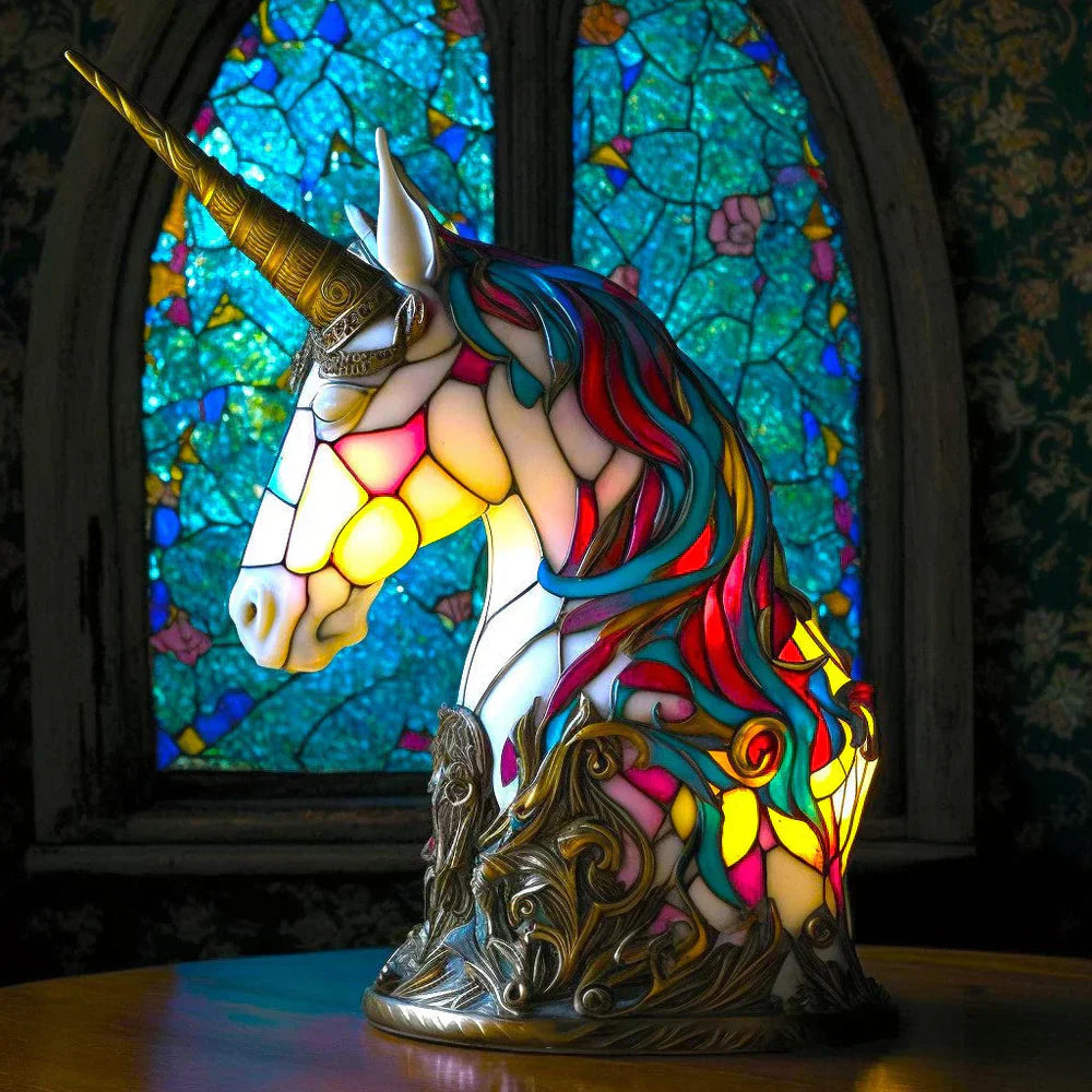 AnimalGlow Table Lamp with Stained-Glass Style Animal Design
