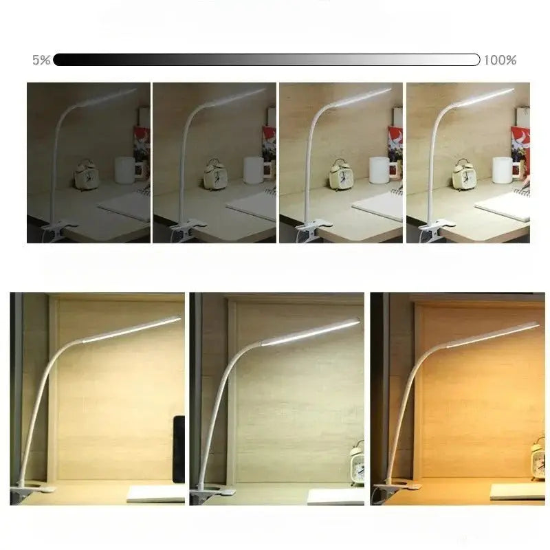 Dimmable LED Clip Lamp with Flexible Gooseneck