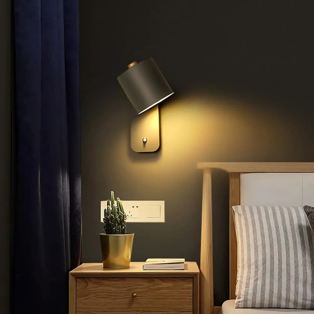 2-Pack LED Wall Lamps with Built-In Switch