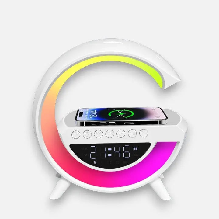 LED Alarm Clock Lamp with Built-in Wireless Speaker and Wireless Charging Pad