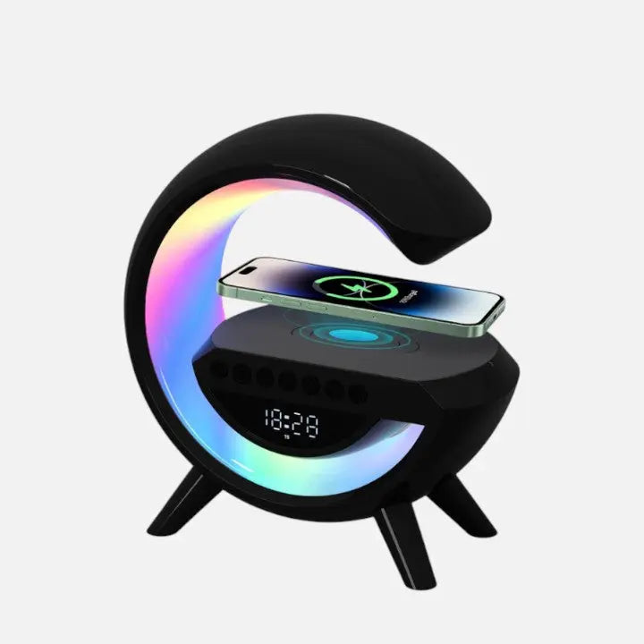 LED Alarm Clock Lamp with Built-in Wireless Speaker and Wireless Charging Pad
