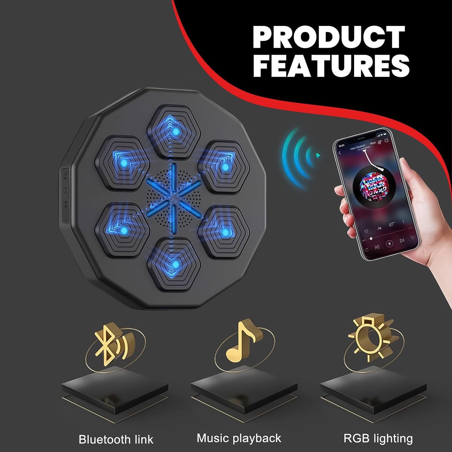 Music Boxing Machine UK - Wall-Mounted Bluetooth Smart Punching Machine for Indoor Boxing Workouts, React Exercise Machine