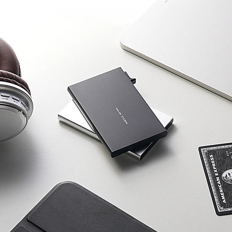 VaultPop Ultra-Thin Metal Card Holder — Sleek Protection for Your Cards