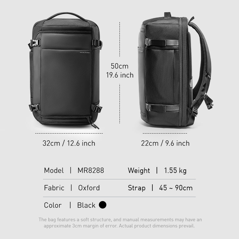Aegis Fortress All-Weather 38L Travel Backpack with Multiple Compartments
