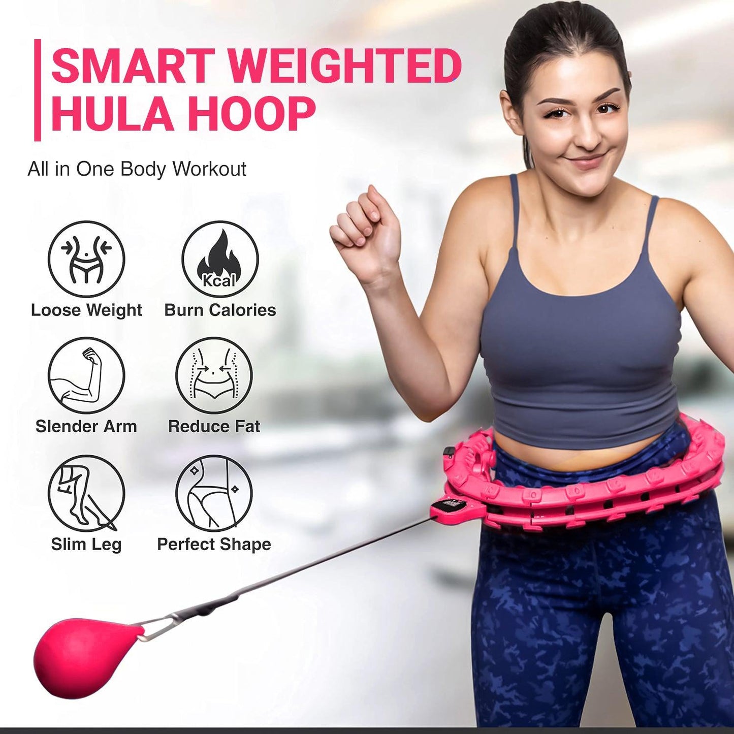 MASKURA Smart Weighted Hula Hoop with Counter – 24 Knots, Adjustable Ring Size for Weight Loss & Smart Fitness, Suitable for Adults