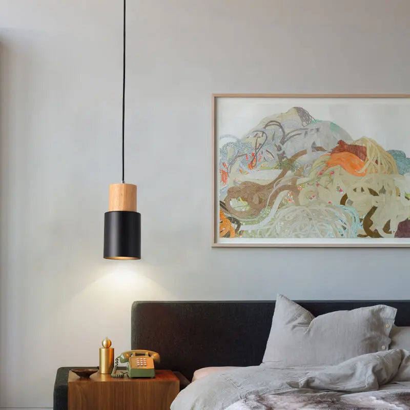 Modern Metal and Wood Pendant Lamp