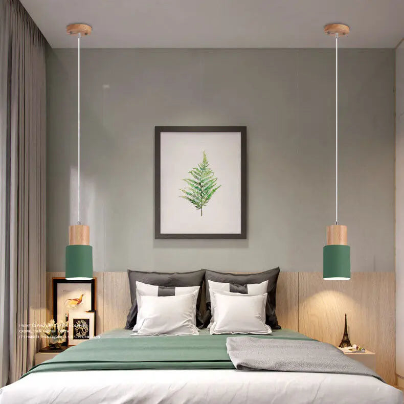 Modern Metal and Wood Pendant Lamp